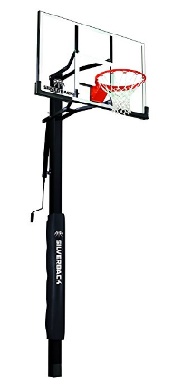 Silver 54” In-Ground Basketball System with Tempered Glass Backboard